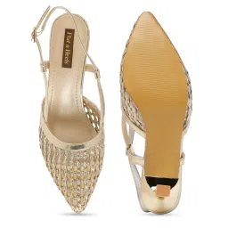 Flat n Heels Women Gold Sandal Heels image 2