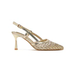 Flat n Heels Women Gold Sandal Heels image 3