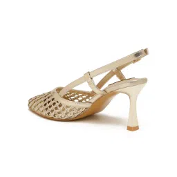 Flat n Heels Women Gold Sandal Heels image 4