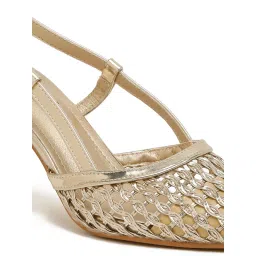 Flat n Heels Women Gold Sandal Heels image 5