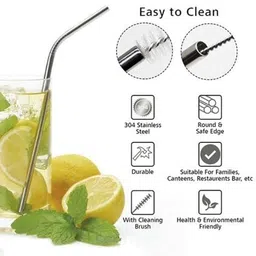 Stewit Reusable Stainless Steel Straws for Drinking with Brushes 8.5 Inches BPA-Free Metal, Thick, Long (2 Bent + 2 Straight +1 Brush) image 5