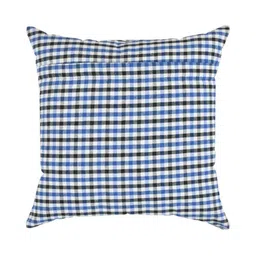 BIGGER FISH Blue & Black Set of 5 Checked Square Cushion Covers image 4
