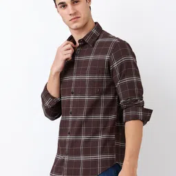 SPYKAR Men Spread Collar Tartan Checked Cotton Casual Shirt image 3