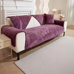 HOMETHREADS Multicoloured & Purple Printed 4 Piece Sofa Cover-picture-11