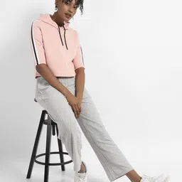 Campus Sutra Women Solid Hooded Sweatshirt image 3