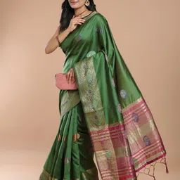 House of Pataudi Ethnic Motifs Woven Design Zari Banarasi Saree image 4