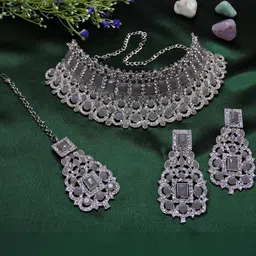 VATSALYA creation Rhodium-Plated Artificial Stones Alloy Jewellery Set-picture-37