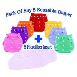 The Little Lookers Adjustable & Reusable Cloth Diaper Pack Of 5 ( Colour May Vary)-picture-14