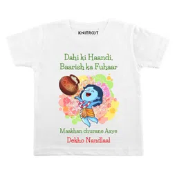 KNITROOT Half Sleeves Nandlaal  Print Tee - White-image-92