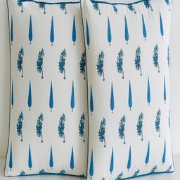 Myntra Elegant Homes Blue & White 2 Pieces Printed Cotton Square Cushion Covers-picture-0