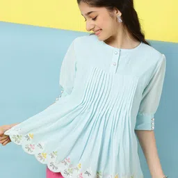 BAESD Floral Embroidered Georgette Top image 1