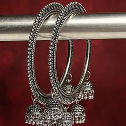 Anouk Set Of 2 German Silver Oxidized Kada Bangles-image-93
