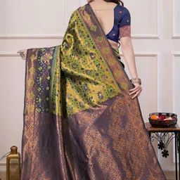 you shop we ship Zari Art Silk Heavy Work Banarasi Saree image 3