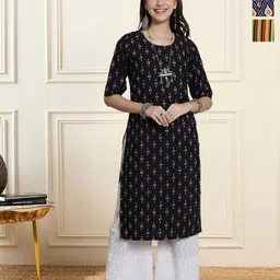 HERE&NOW Women Pack Of 2 Ethnic Motifs Printed Crepe Kurta-picture-24