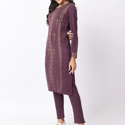 KEIKO Ethnic Motifs Woven Design Jacquard Straight Kurta image 4