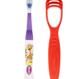 MAXI  Junior Oral Care Combos Toothrushes & Tongue Cleaner Pack of 8 - Multicolour image 2