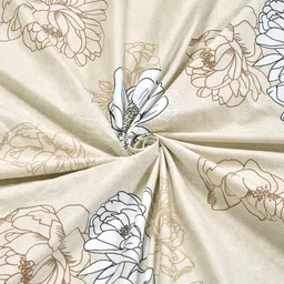 Myntra Elegant Homes Cream-Coloured Printed 300 TC Fitted King Bedsheet Set 2.5 x 2.25 m image 2