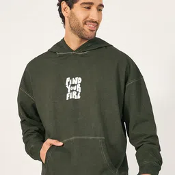 Styli Men Acid Washed Front Graphic Print Oversized Fit Hoodie-picture-37