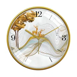 RANDOM Gold-Toned & White Printed Contemporary Wall Clock image 5