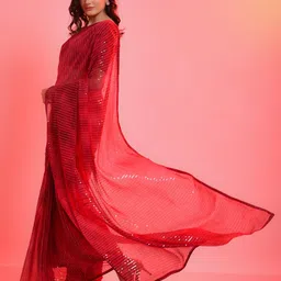 Sangria Georgette Embellished Saree With Matching Blouse image 3