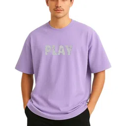 GLOBAL NOMAD Typography Printed Drop-Shoulder Sleeves Pure Cotton Oversized T-shirt-picture-55