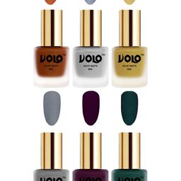 VOLO Set Of 6 Velvet Matte Nail Polish - 8 ml Each Shade Light Wine - Dark Green-picture-5