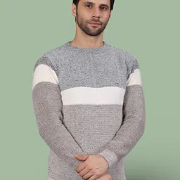 Jinfo Colourblocked Round Neck Long Sleeves Woollen Pullover-picture-21