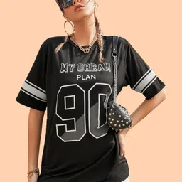 Christy World Typography Printed Round Neck Drop-Shoulder Sleeves Oversized T-shirt-image-55