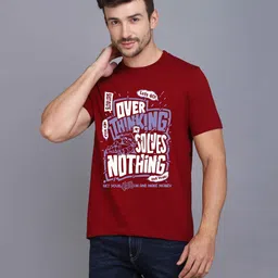 TEEFOX Typography Printed Round Neck Short Sleeves Regular Fit Casual T-shirt-picture-32