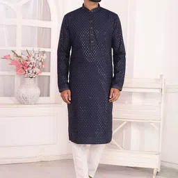 Arihant Rai Sinha Men Embroidered Sequinned Pure Silk Straight Kurta And Trousers image 4