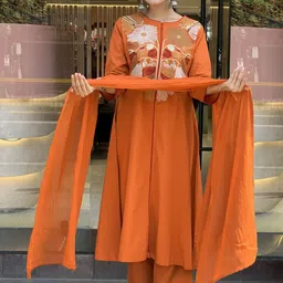 Siya Fashion Women Floral Embroidered Regular Thread Work Kurta with Trousers & With Dupatta-picture-53