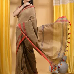 Desh Bidesh Pure Cotton Woven Design Handloom Taant Saree image 3