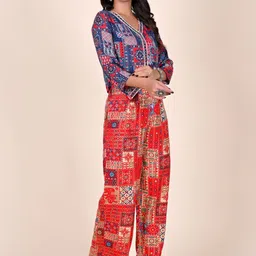 Rashmi Shree Creation Embroidered V-Neck Top & Palazzos Co-Ords image 4