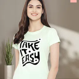 Dreambe Women Pack of 2 Typography Printed Round Neck Cotton T-shirts-picture-11