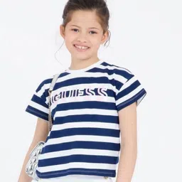 GUESS kids Girls Striped Round Neck Cotton T-shirt-picture-19