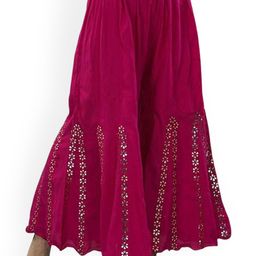 SRISARAS Women Solid Embellished Pleated Trousers-picture-3