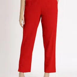 besolid Women Relaxed Fit Mid-Rise Cotton Trousers-image-9