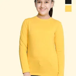 NUSYL Pack Of 2 Girls Solid Round Neck Cotton T-shirts-picture-20