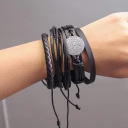 Vientiq Black Leather Bracelet-picture-26