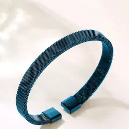 MEENAZ Men Silver Plated Stainless Steel Kada Bracelet image 2
