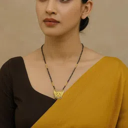 COLOUR OUR DREAMS Gold Plated 24-inch golden Pendant Single Line short Mangalsutra-picture-30