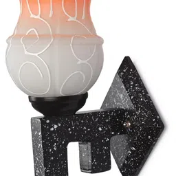 1ST TIME Orange & Black Printed Wood Frustum Shaped Wall Lamp-picture-10