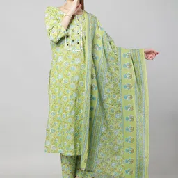 ETRAANA Women Floral Printed Kurta with Trousers & With Dupatta-image-24