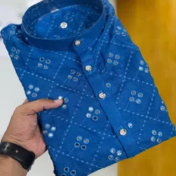 click n buy Men Blue Kurtas image 2