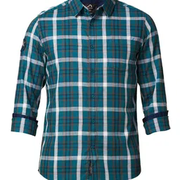 Being Human Men Classic Slim Fit Spread Collar Tartan Checked Cotton Casual Shirt-picture-15