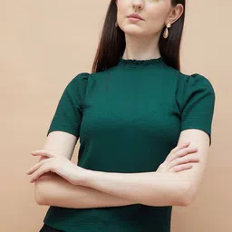 CODE by Lifestyle Women Mandarin Collar Puff Sleeve Top-picture-30