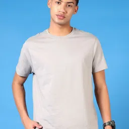 V-Mart Men Solid Round Neck Cotton T-shirt image 1