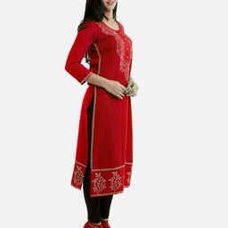 Inara Robes Cotton Ethnic Motifs Embroidered Flared Sleeves Mirror Work Kurta image 4