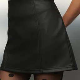 NEXT High Rise Faux Leather Paneled Mini Straight Skirt-picture-26