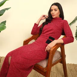 WoowZerz Women Checked A-Line Midi Dress-image-65